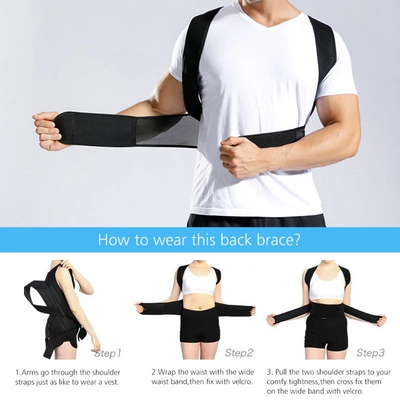 Povei Posture Corrector Shoulder Lumbar Brace for Spine Support