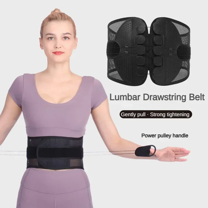 Povei Double Pull Lumbar Support Belt for Injury Muscle Posture Correction.