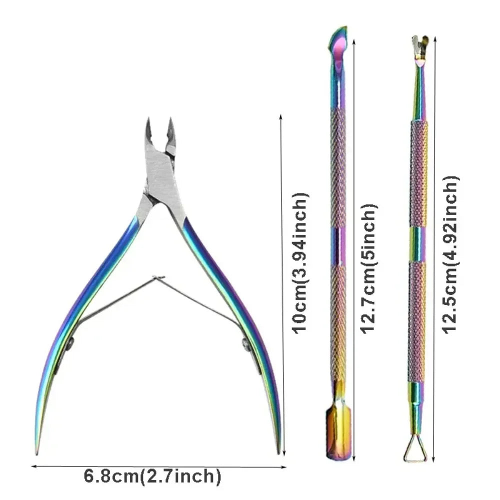 Povei Stainless Steel Nail Care Scissor Set for Manicure and Cuticle Removal