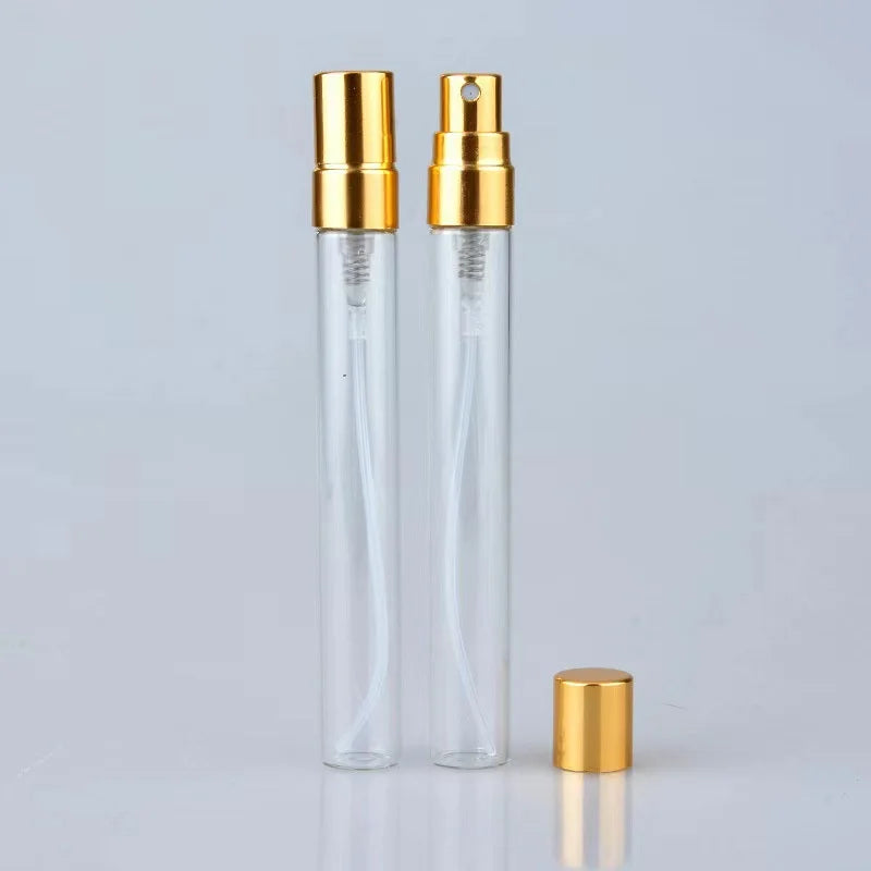 Povei 10ml Mini Glass Perfume Spray Bottle Gold Atomizer Refillable Vials