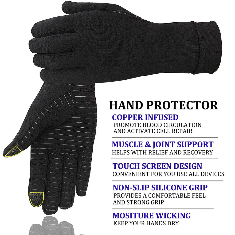 Povei Copper Arthritis Compression Gloves for Carpal Tunnel & Rheumatoid Pain Relief