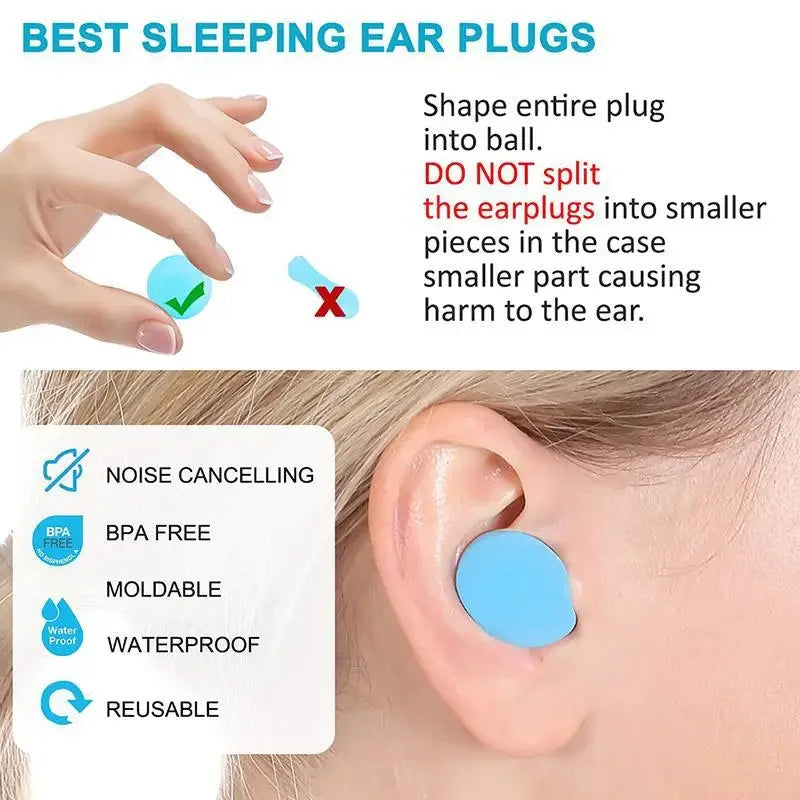 Povei Silicone Ear Plugs Set for Noise Reduction and Sleep Protection