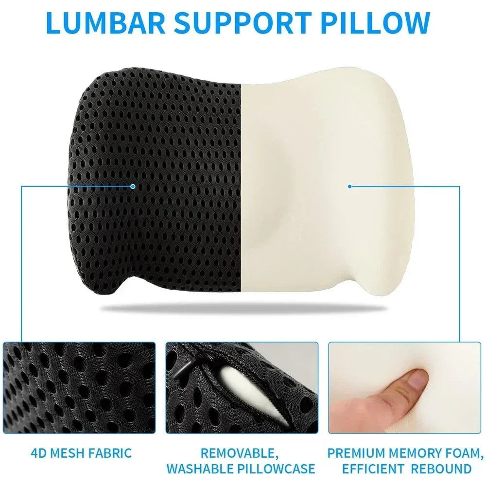 Povei Memory Foam Lumbar Support Pillow for Pain Relief in Multiple Seating Options