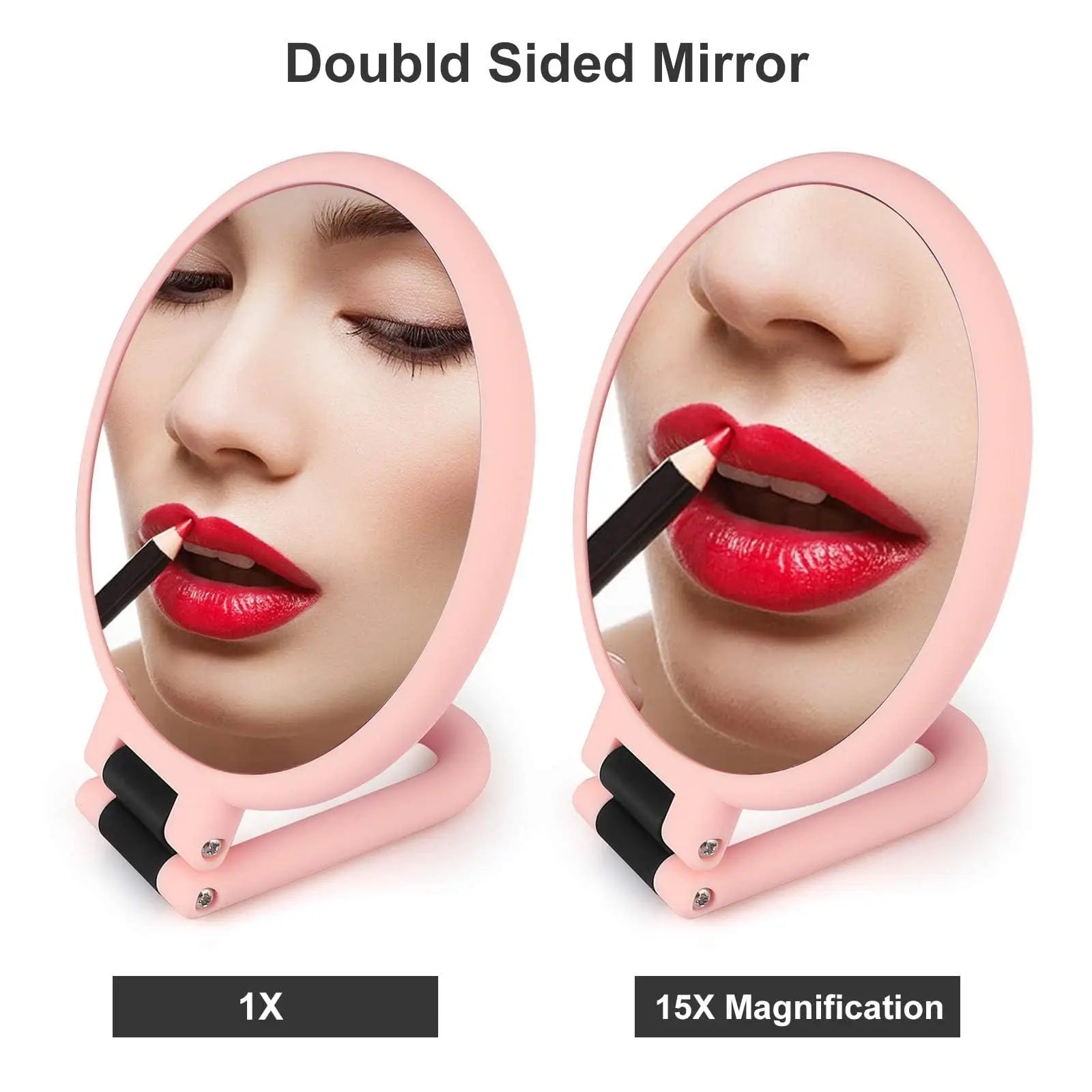 Povei 15x Magnifying Double Sided Makeup Mirror with Folding Handle