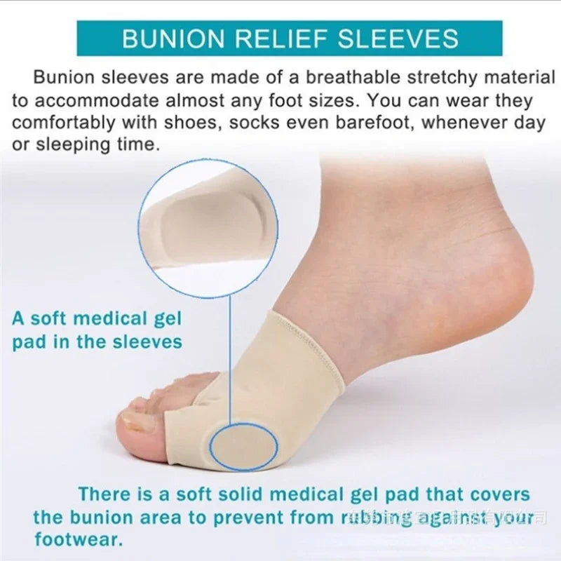 Bunion Corrector Set by Povei: Gel Pad, Stretch Nylon, Hallux Valgus Protector, Toe Separator