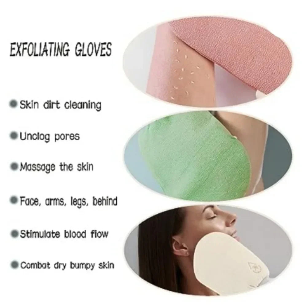 Povei Body Scrub Gloves Exfoliating Bath Mitt Dead Skin Remover Spa Shower Sponge