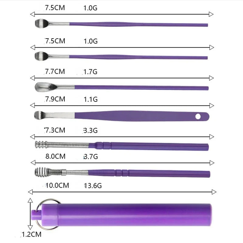 Povei Stainless Steel Earwax Collector Ear Stick Spiral Cleaner Kit