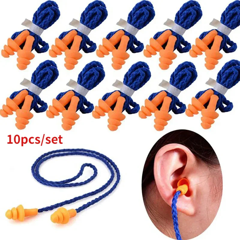 Povei Silicone Ear Plugs with Lanyard - Noise Reduction, Reusable, Comfortable