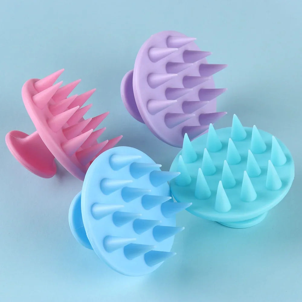 Povei Silicone Shampoo Brush Scalp Massager Hair Care Tool