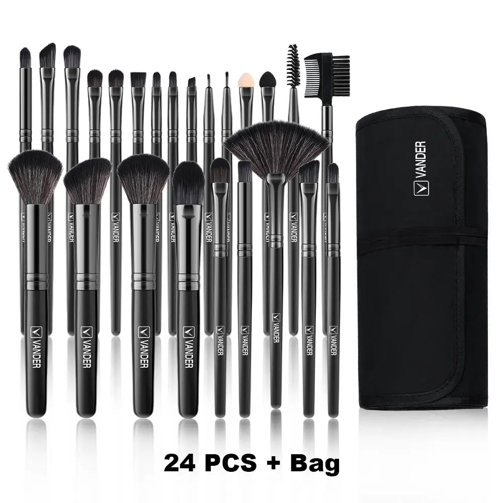 Povei Black Makeup Brushes Set for Flawless Cosmetics Application