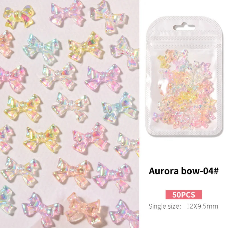 Povei Aurora Bow Knot Rhinestone Nails Art Charms