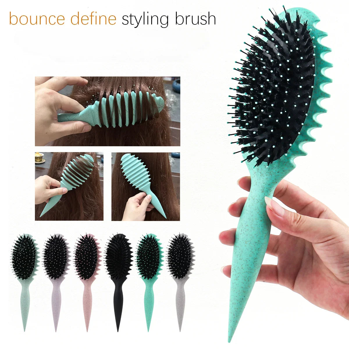 Povei Boar Bristle Brush for Curly Hair Detangling and Styling