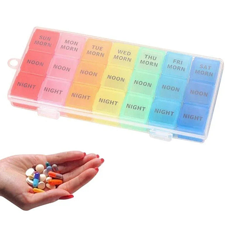 Povei Weekly Pill Organizer 7 Day Medicine Box Tablet Holder Case