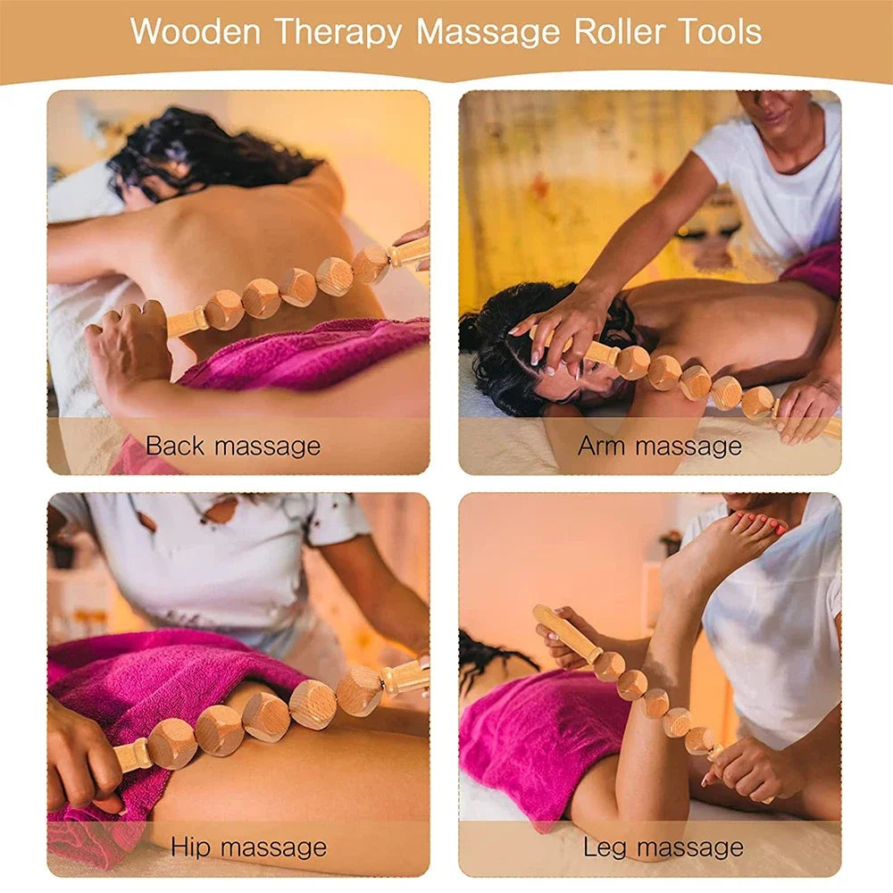 Povei Wood Therapy Cellulite Massager Roller - Professional Body Contouring Tool