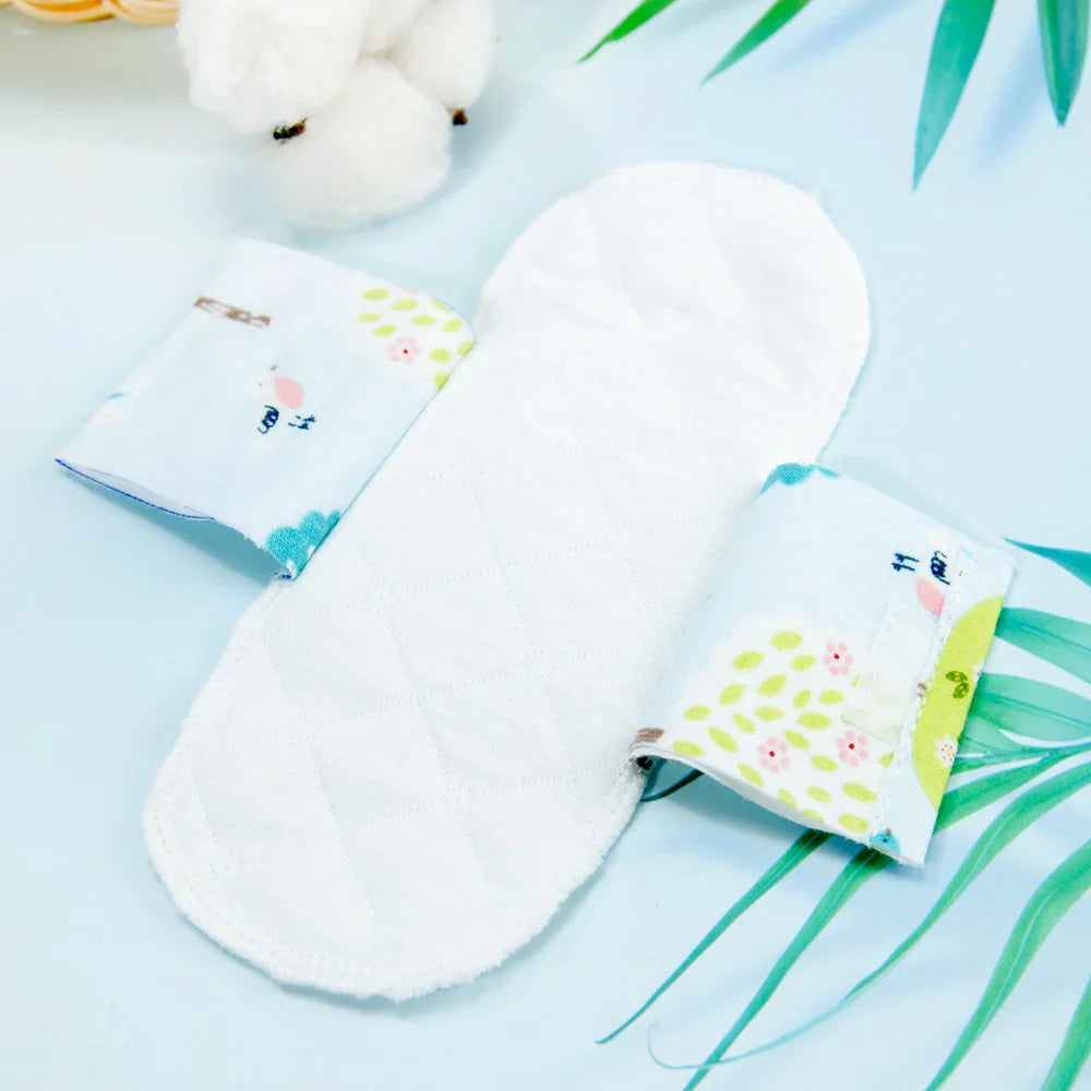 Povei Reusable Cotton Menstrual Pads 2Pcs, Soft Washable Sanitary Napkins