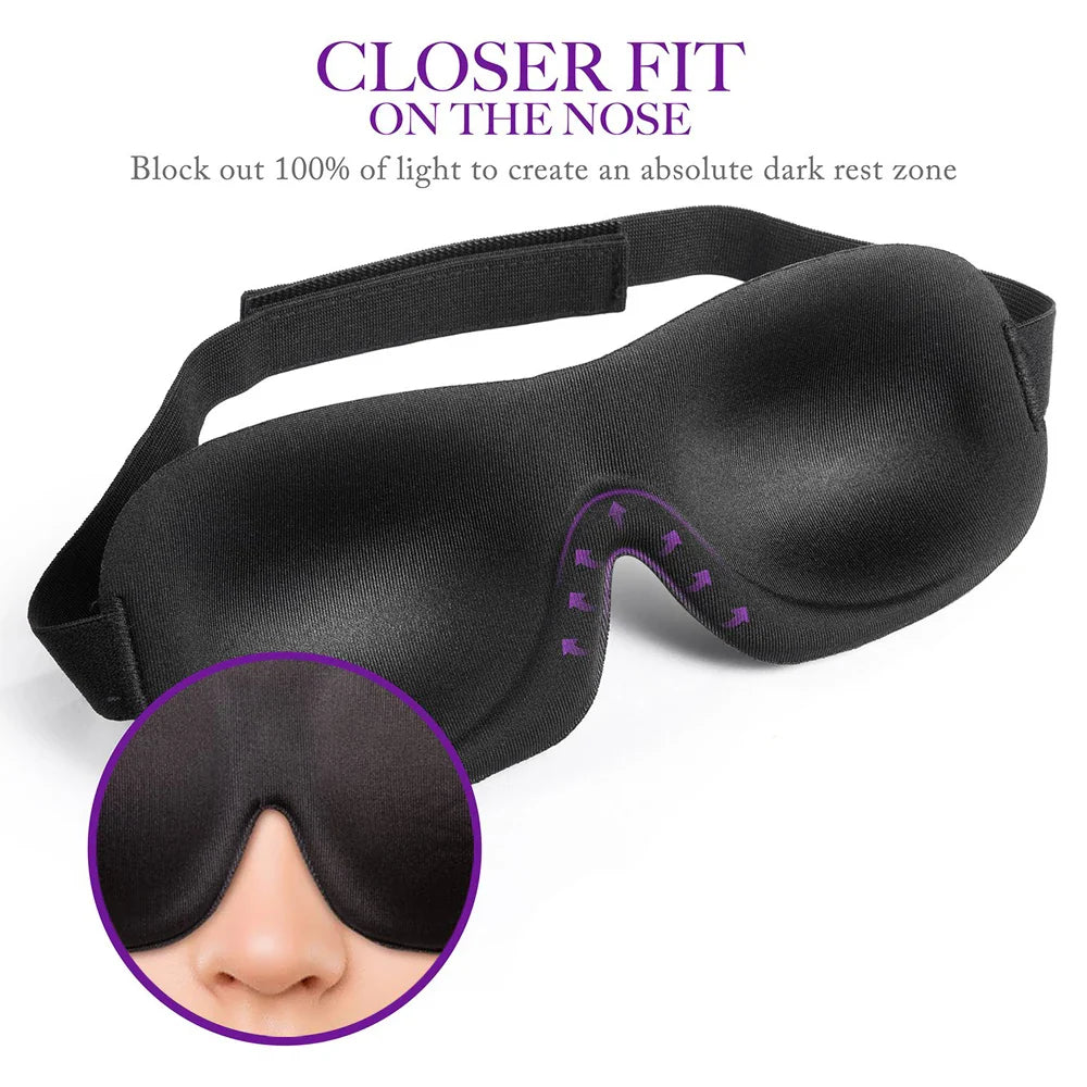 Povei 3D Sleep Mask - Total Darkness Eye Cover for Travel and Nap