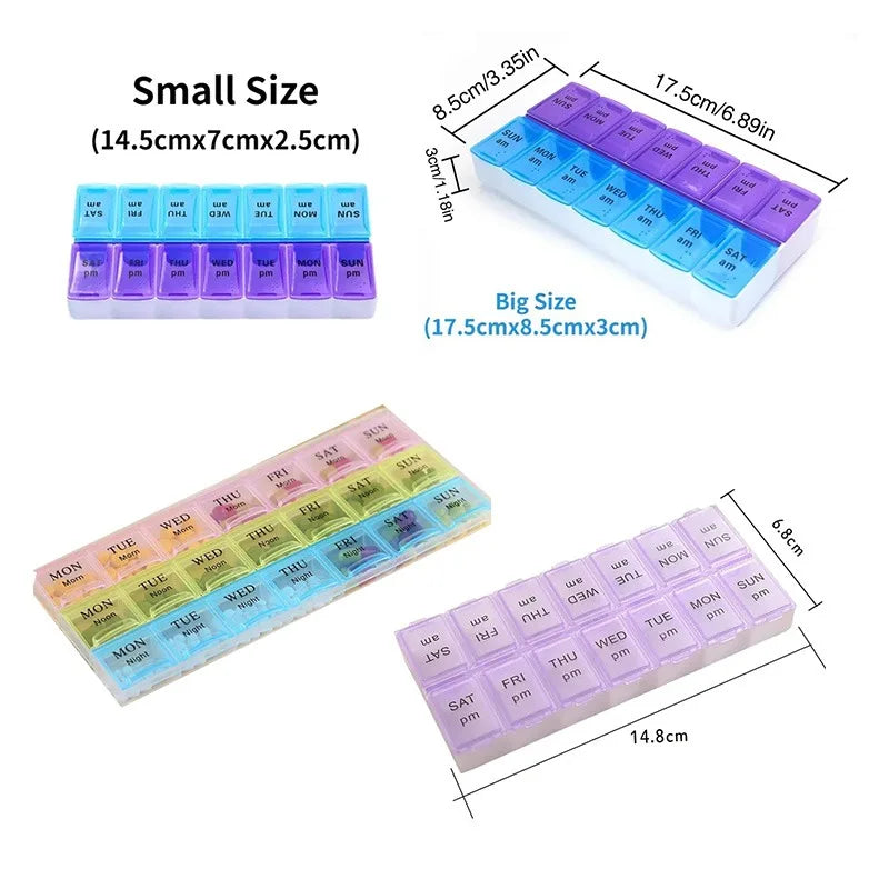 Povei Weekly Pill Case 14 Grids Organizer for Medication and Vitamins