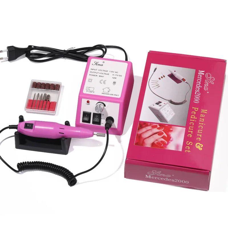 Povei Electric Nail Drill Machine 20,000 RPM Pink Manicure Pedicure Acrylic Tools