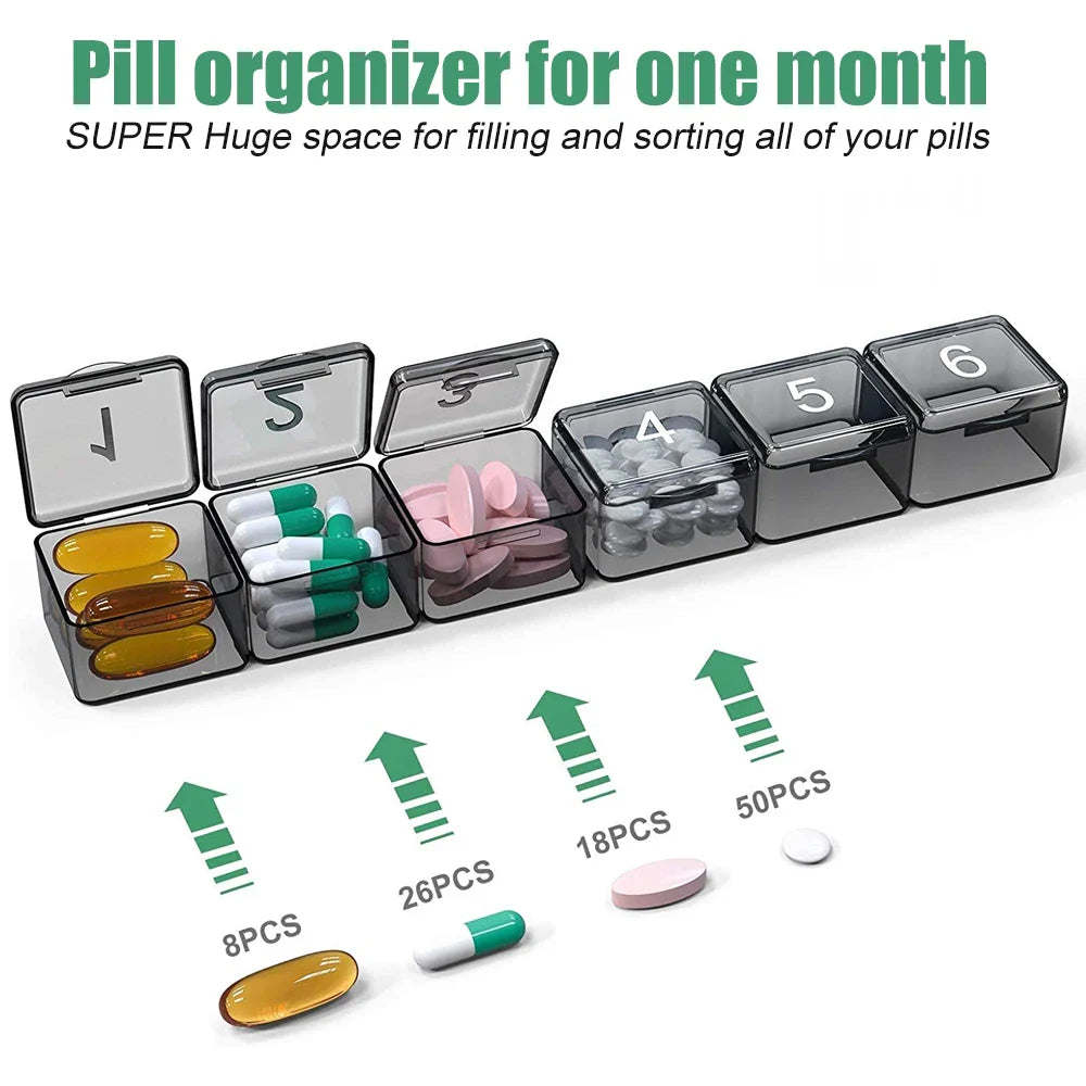 Povei 30-Day Large Compartment Monthly Pill Organizer Box