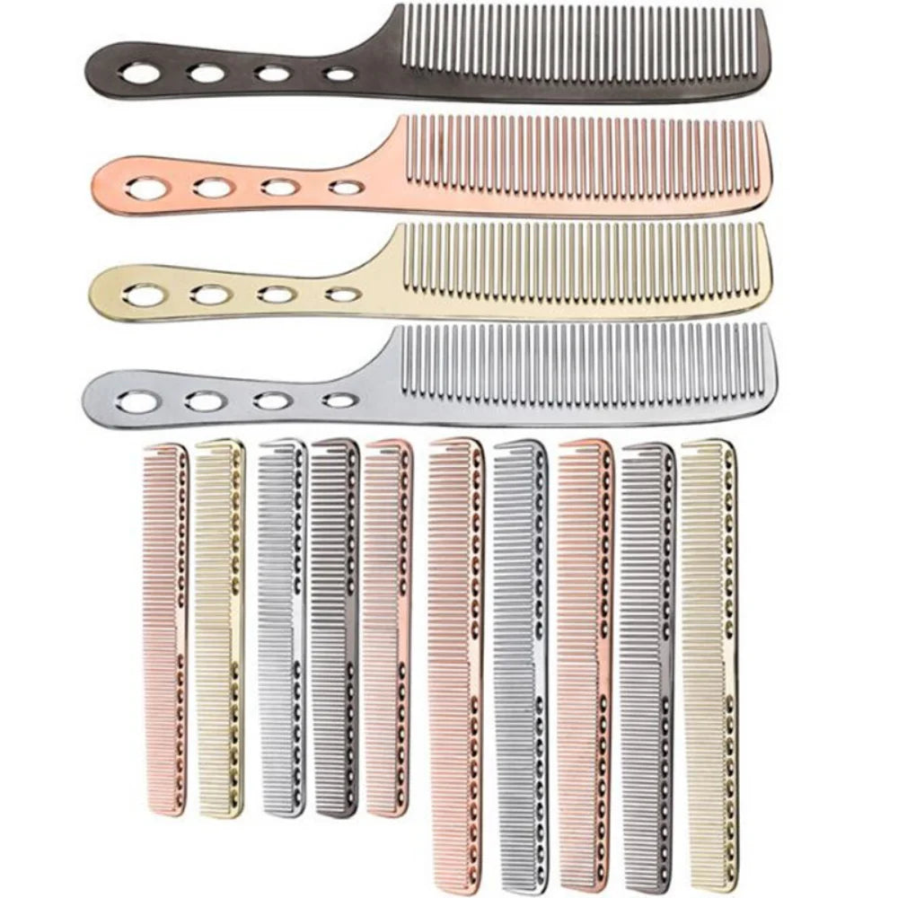 Povei Space Aluminum Hair Comb: Professional Barber Hairdressing Dye Cutting Brush