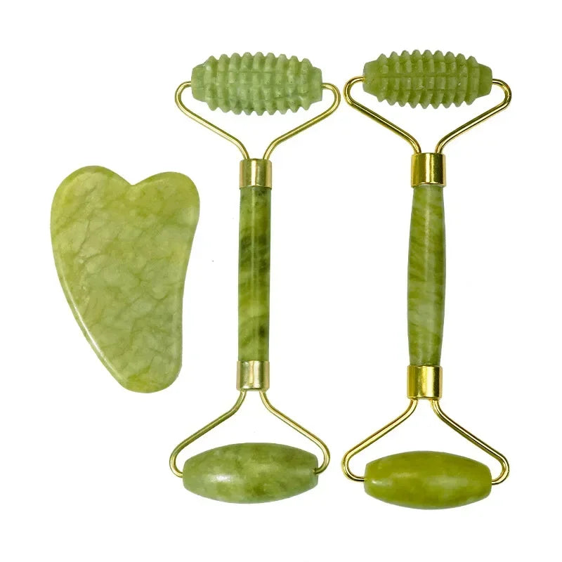 Povei Jade Roller & Gua Sha Set: Facial Massage Tool for Anti-aging & Skin Lifting