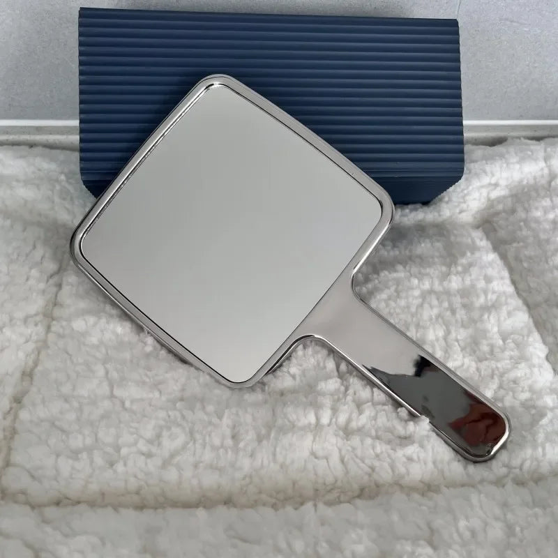 Povei Beauty Makeup Mirrors: Electroplated Handle, HD Portable, Round & Square Shapes