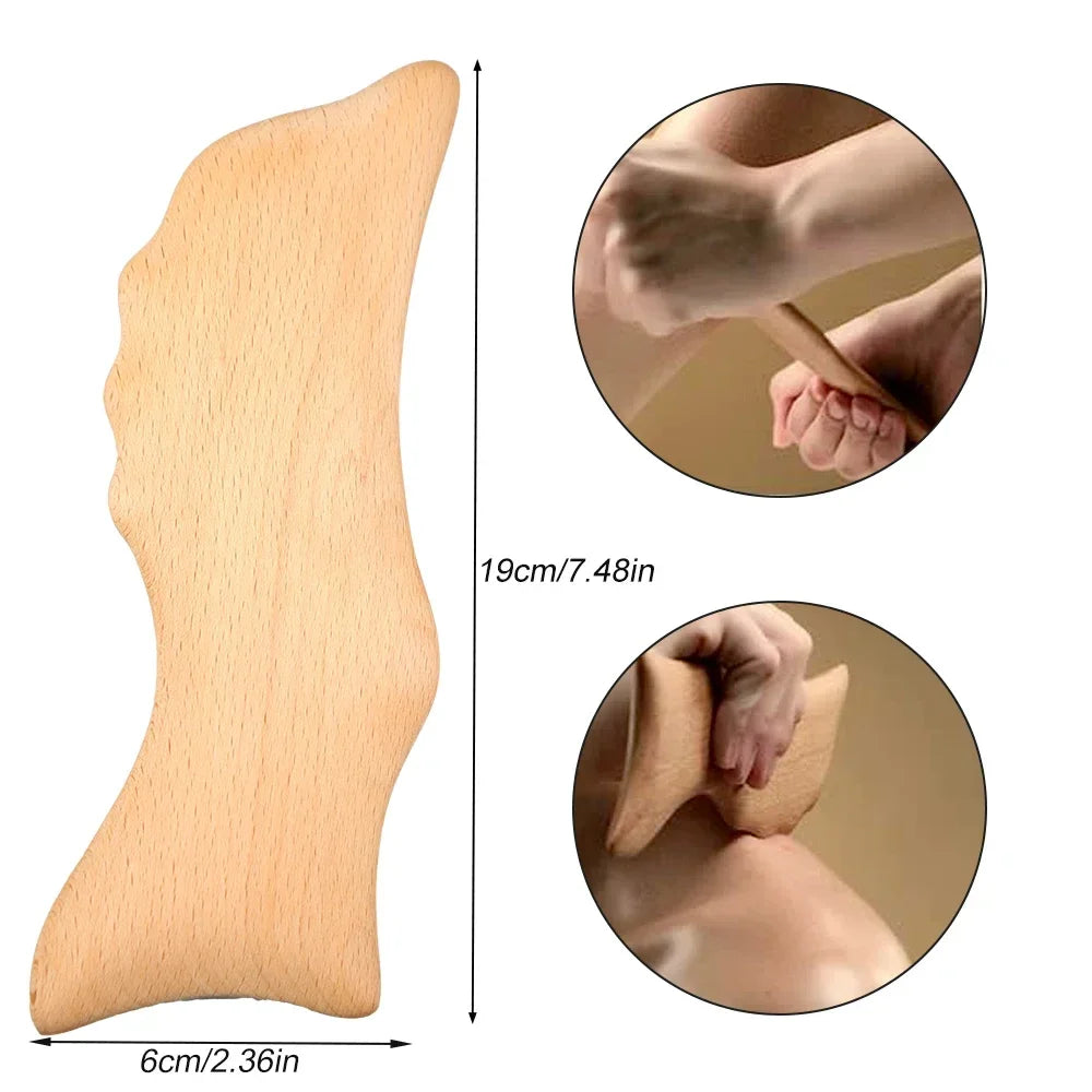 Povei Dolphin Beech Wood Face & Body Massage Tool, Gua Sha for Healthier Circulation