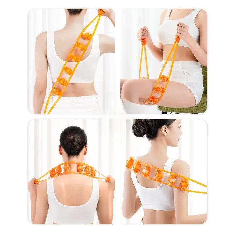 Povei Back Puller Massager Roller Gua Sha Tool for Fitness and Relaxation