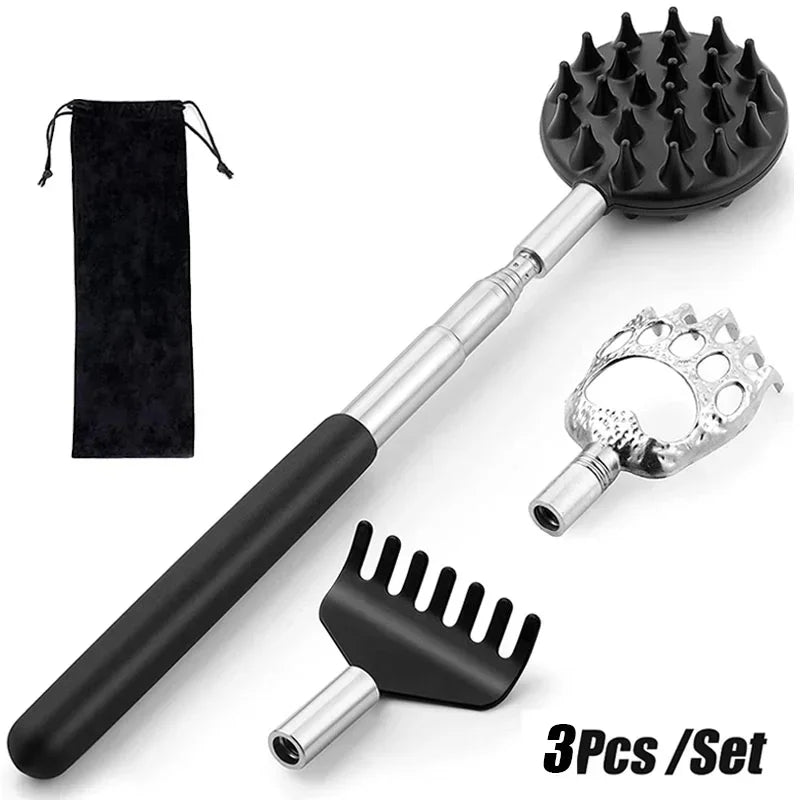 Povei Back Scratcher Set: Telescopic Massager Kit for Itch Relief and Relaxation