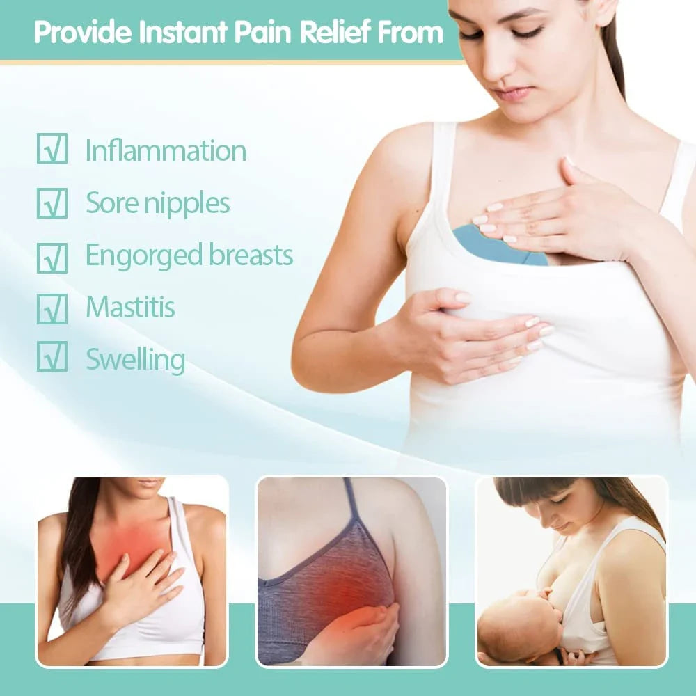 Povei Breast Gel Bead Packs - Hot/Cold Relief for Nursing Pain, Mastitis, Engorgement