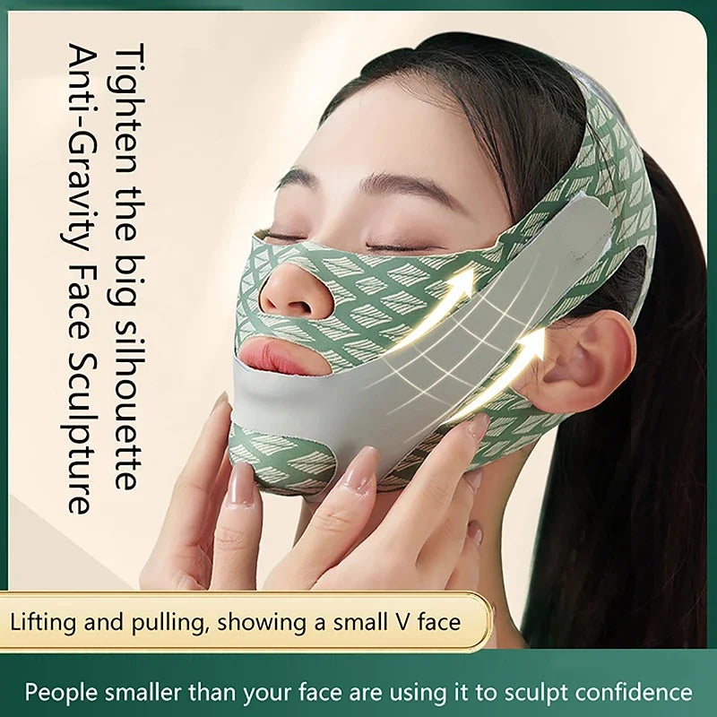 Povei V Line Face Shaper Strap Cheek Chin Lift Belt Anti Wrinkle Beauty Face Slimming Bandage