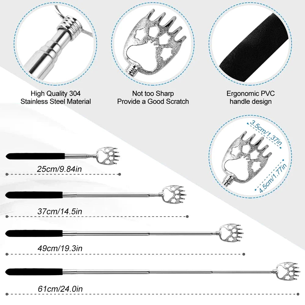 Povei Telescopic Back Scratcher Set for Itch Relief & Massage