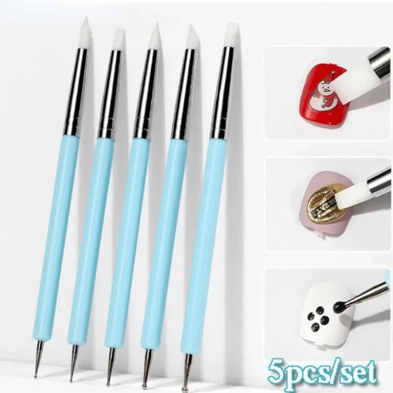 Povei Dual-Head Silicone Nail Art Dotting Pen for Manicure Emboss