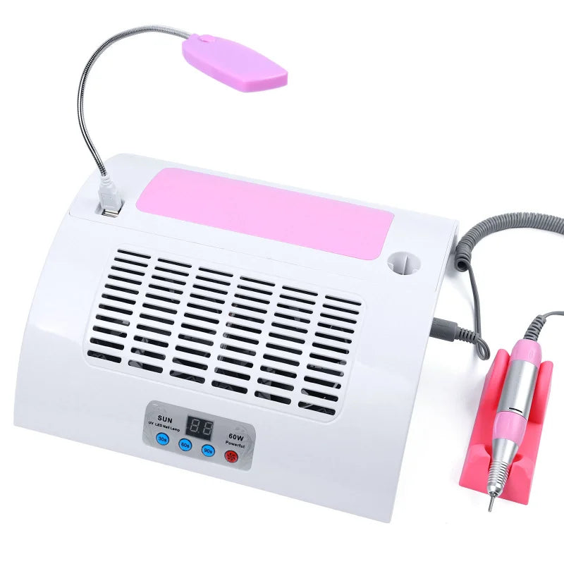 Povei UV Nail Lamp Gel Polish Dryer Electric Drill Dust Collector Manicure Machine