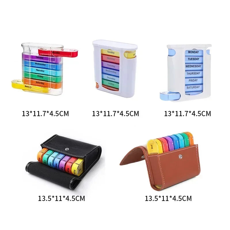 Povei Weekly Pill Box Organizer Notebook with 7 Days Storage