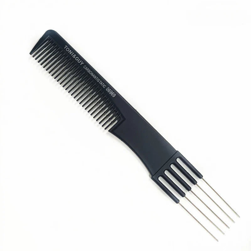 Povei Carbon Fiber Hair Comb with Steel Pins for Fluffy Styling