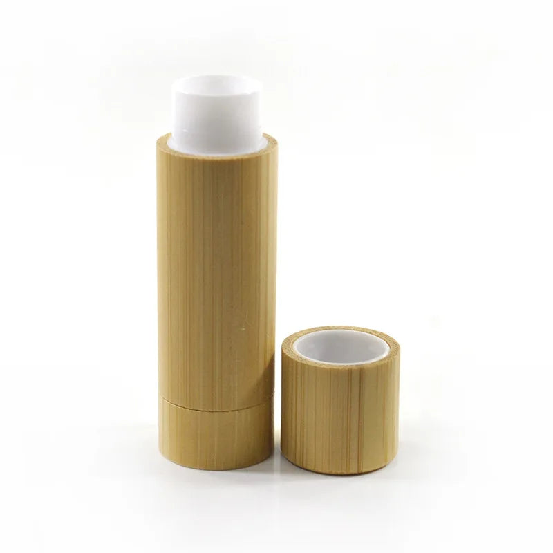 Povei Bamboo Lipstick Tubes: Refillable Cosmetic Containers for Lip Balm, Gloss, Deodorant