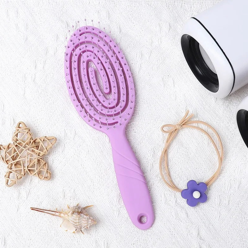 Povei Elastic Massage Comb: Portable Hair Brush for Scalp Massage & Styling