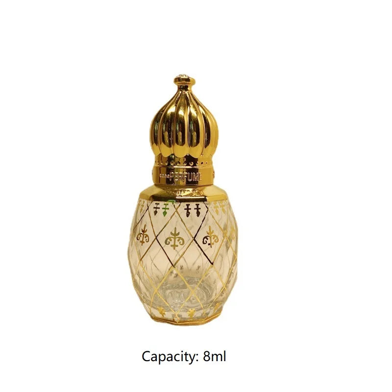 Povei Arab Style Vintage 8ml Golden Glass Roller Bottle for Essential Oils