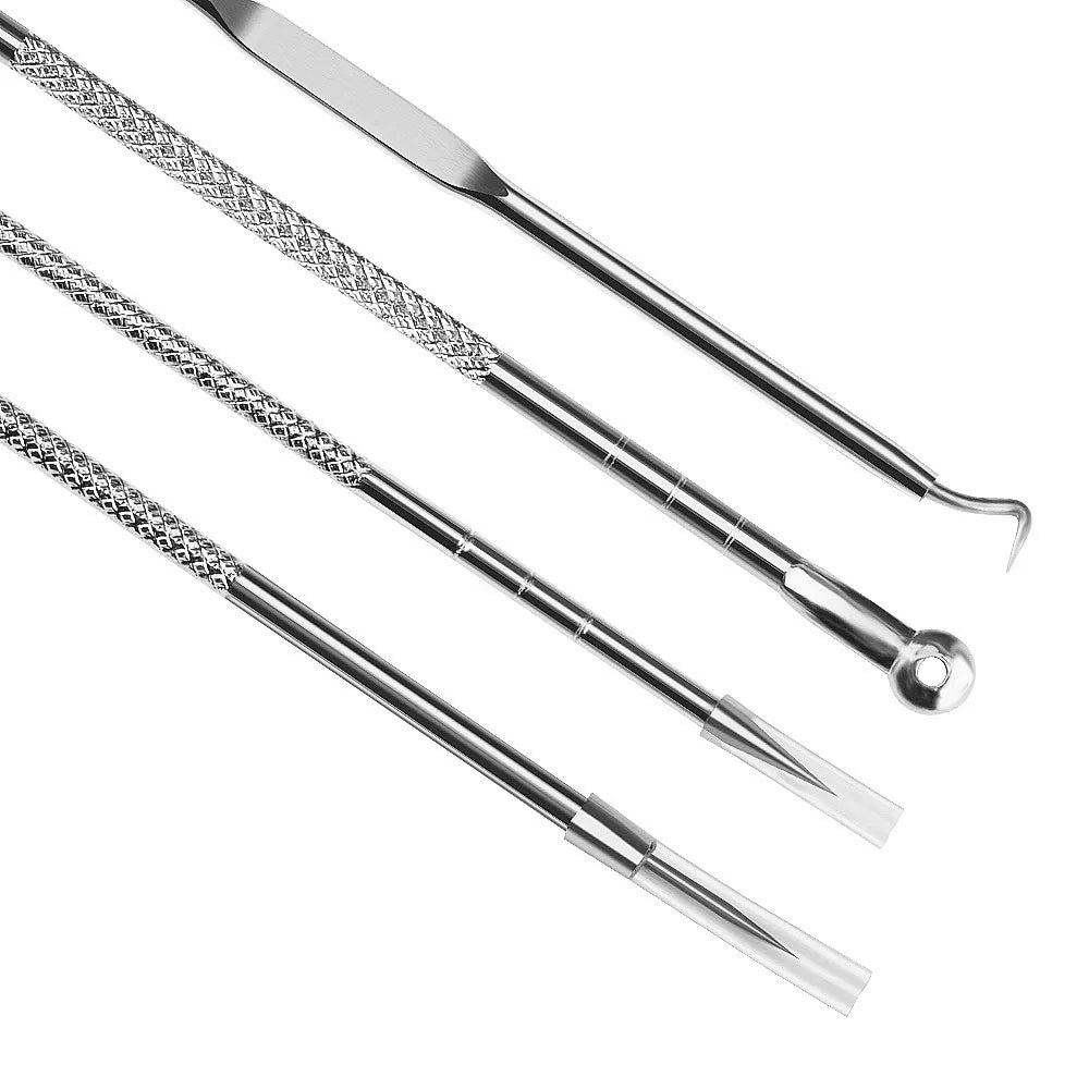 Povei Acne Needle Blackhead Extractor Set Double-ended Stainless Skin Care Tool