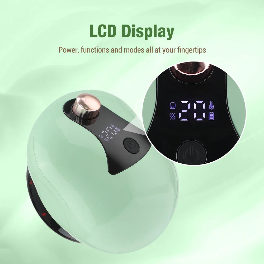 Povei Electric Cupping Massager LCD Display Vacuum Body Massager Gua Sha Scraping Stimulator