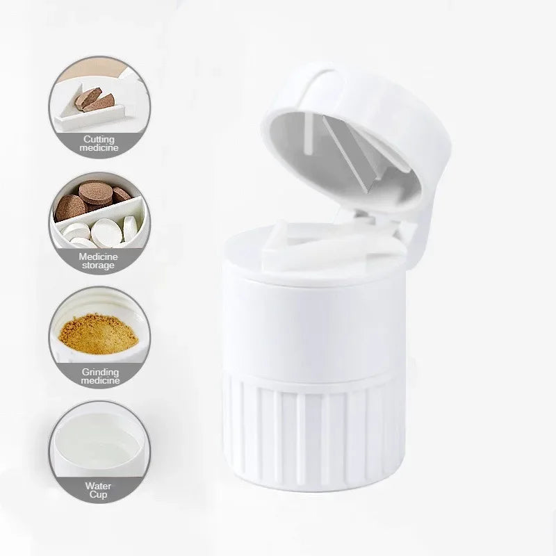 Povei 4-in-1 Pill Cutter Grinder Storage Crusher