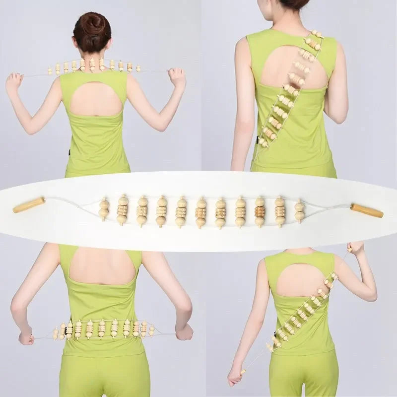 Povei Wood Therapy Cellulite Massage Roller for Neck Leg Back Pain Relief