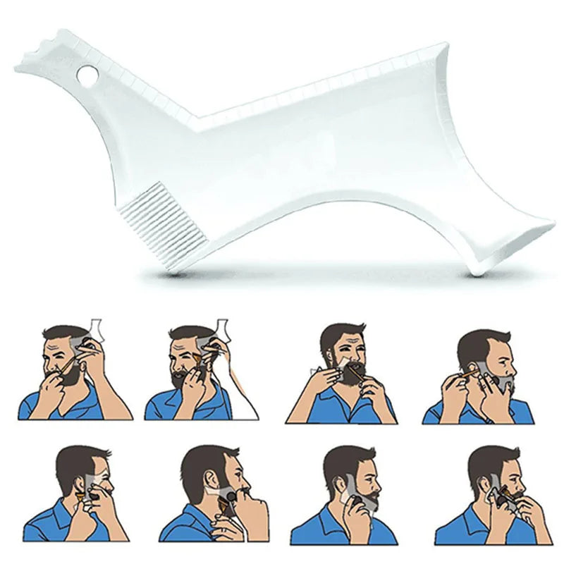 Povei Beard Shaping Comb Men's Grooming Template with Mustache Stencil Edge Control