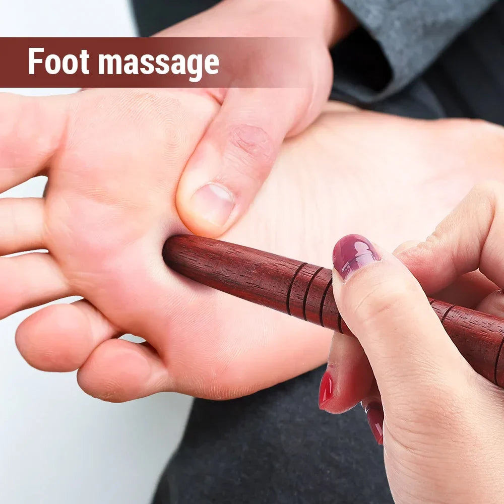 Povei Wooden Foot Spa Massager Stick Tool for Reflexology and Thai Foot Massage