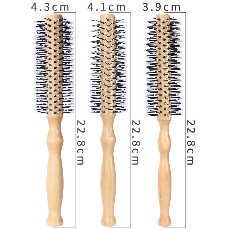 Povei Curly Hair Styling Brush for Men with Wooden Handle