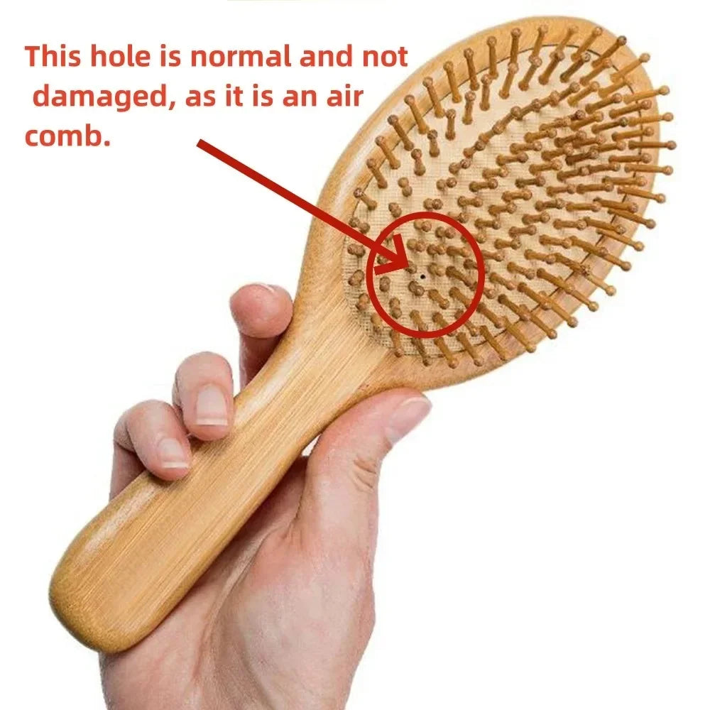 Povei Bamboo Hair Comb: Professional Paddle Brush for Healthy Scalp and Hair