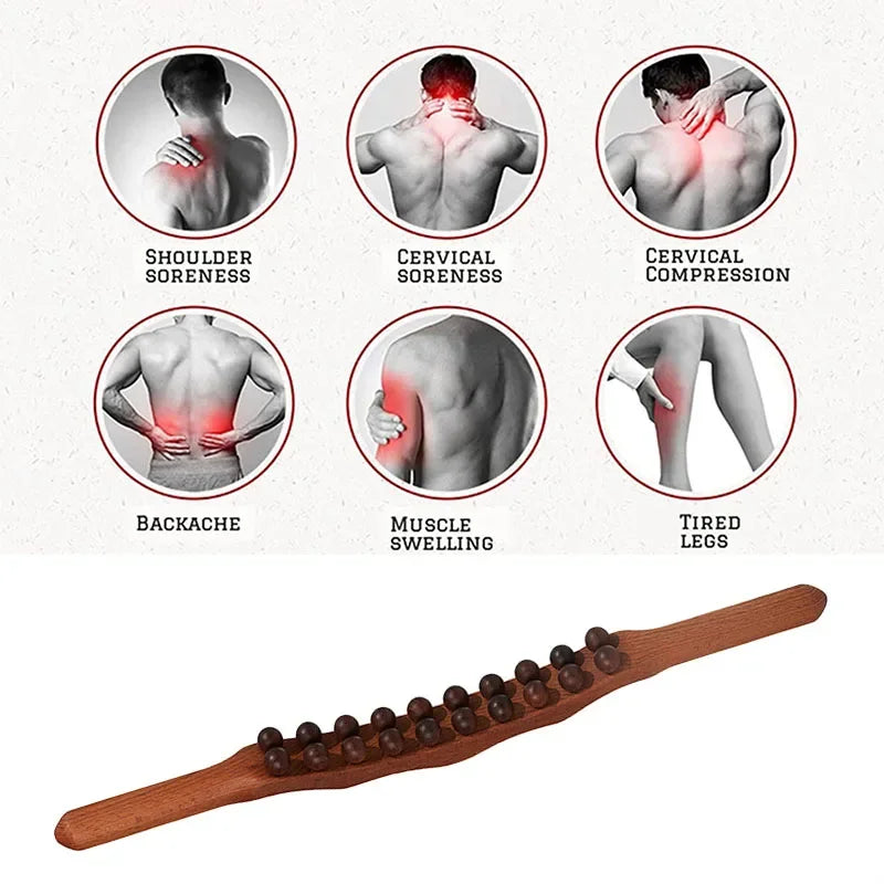 Povei Wood Gua Sha Massage Stick for Muscle Relaxing and Tension Relief