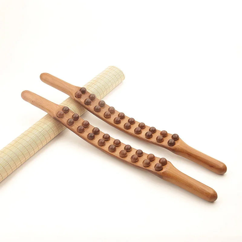 Povei Carbonized Wood Guasha Massage Stick for Muscle Relaxation and Meridian Therapy