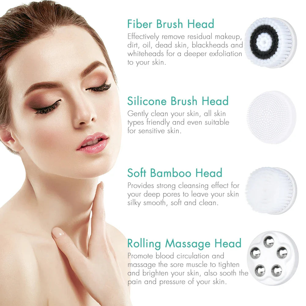 Povei Electric Facial Brush Kit for Tightening and Exfoliating Skin Care